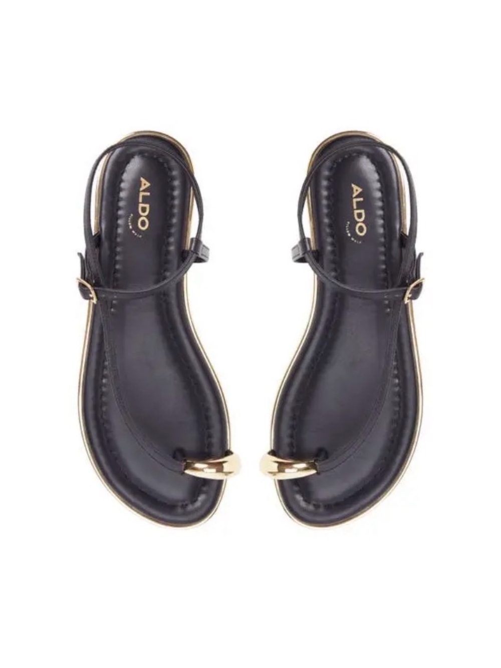 Aldo Jomali Toe Loop Flat Black Sandals SZ 9